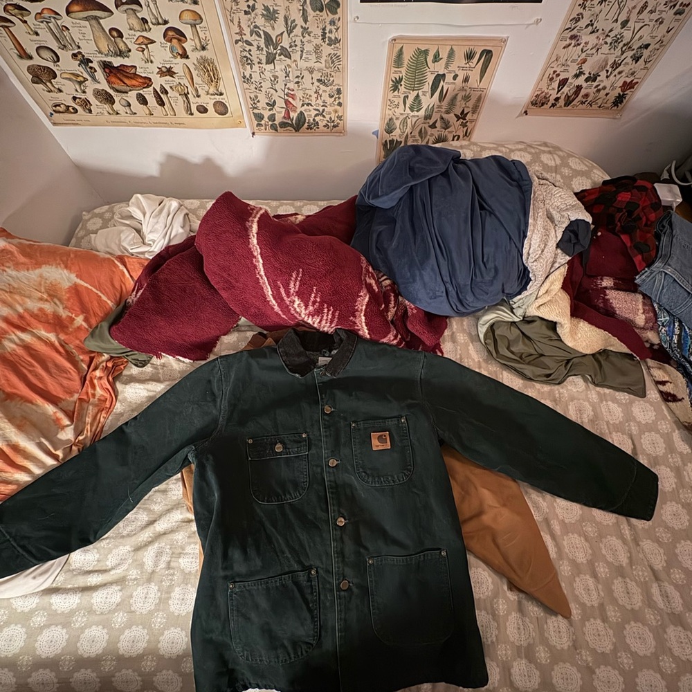 Carhartt Gray and Red Flannel Lined Jacket